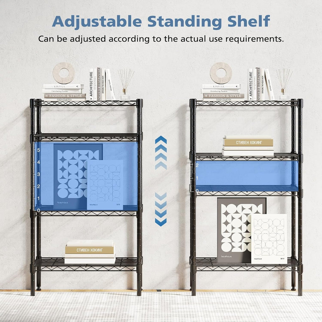 4-Tier Metal Wire Storage Shelves, Adjustable Standing Storage Rack Shelf, Heavy Duty Steel Shelving Unit Organizers