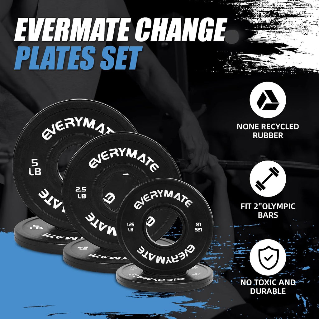 Change Weight Plates 1.25LB 2.5LB 5LB Set Fractional Olympic Bumper Plates for Cross Training Steel Insert Strength