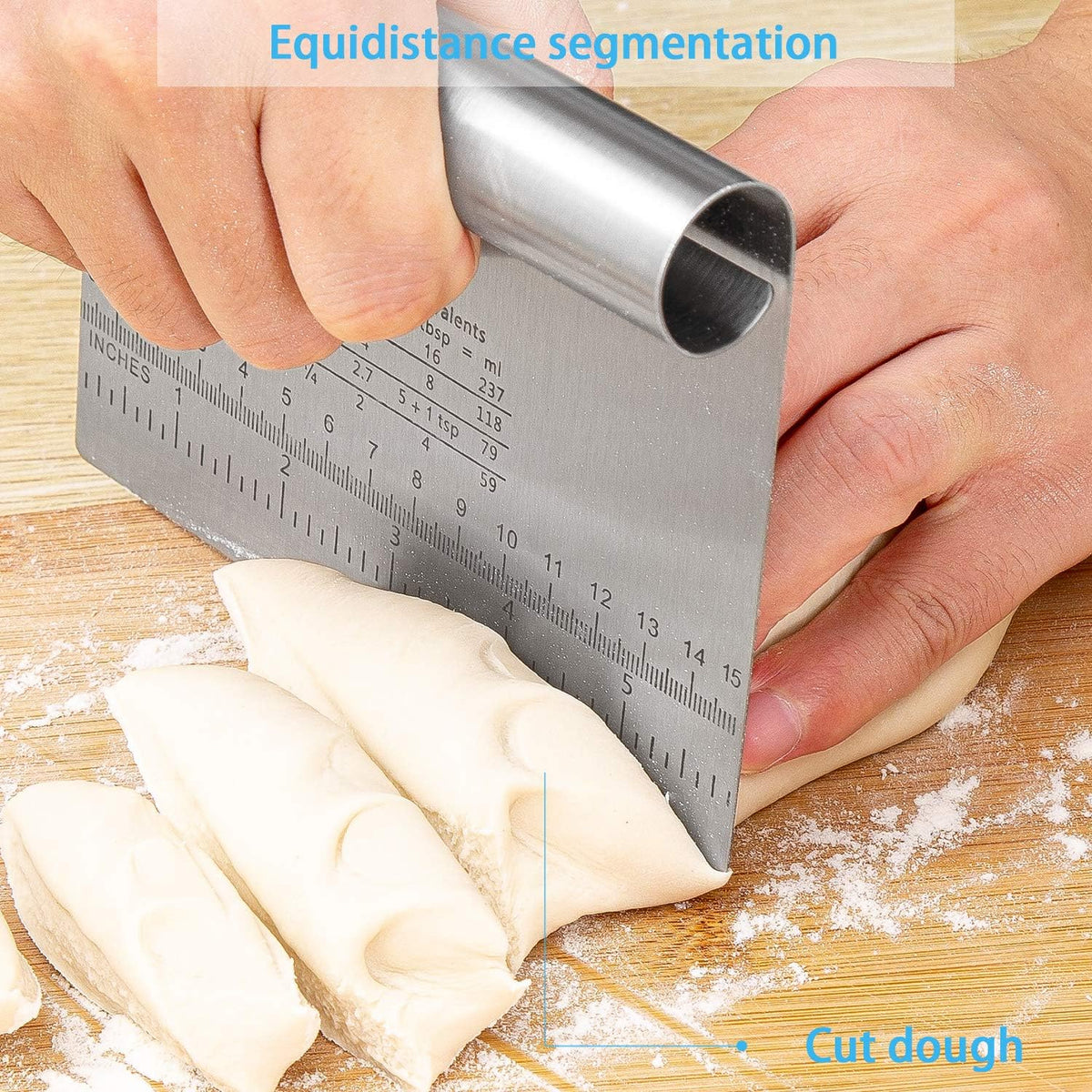 Pro Dough Pastry Scraper/Cutter/Chopper Stainless Steel Mirror Polished with Measuring Scale Multipurpose- Cake