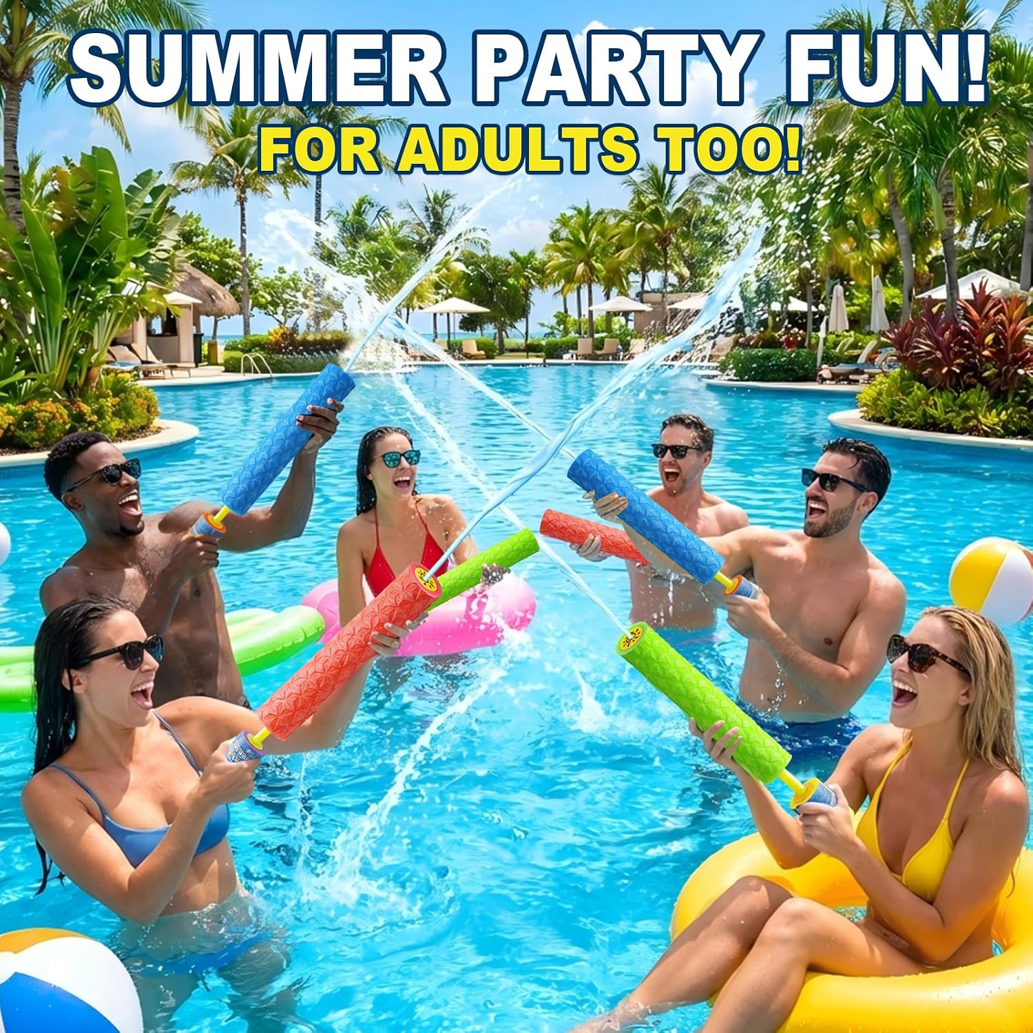 Water Gun Blaster for Kids Toddler: 3 Pack Pool Toys for Kids Foam Water Squirters - Outdoor Summer Swimming Beach