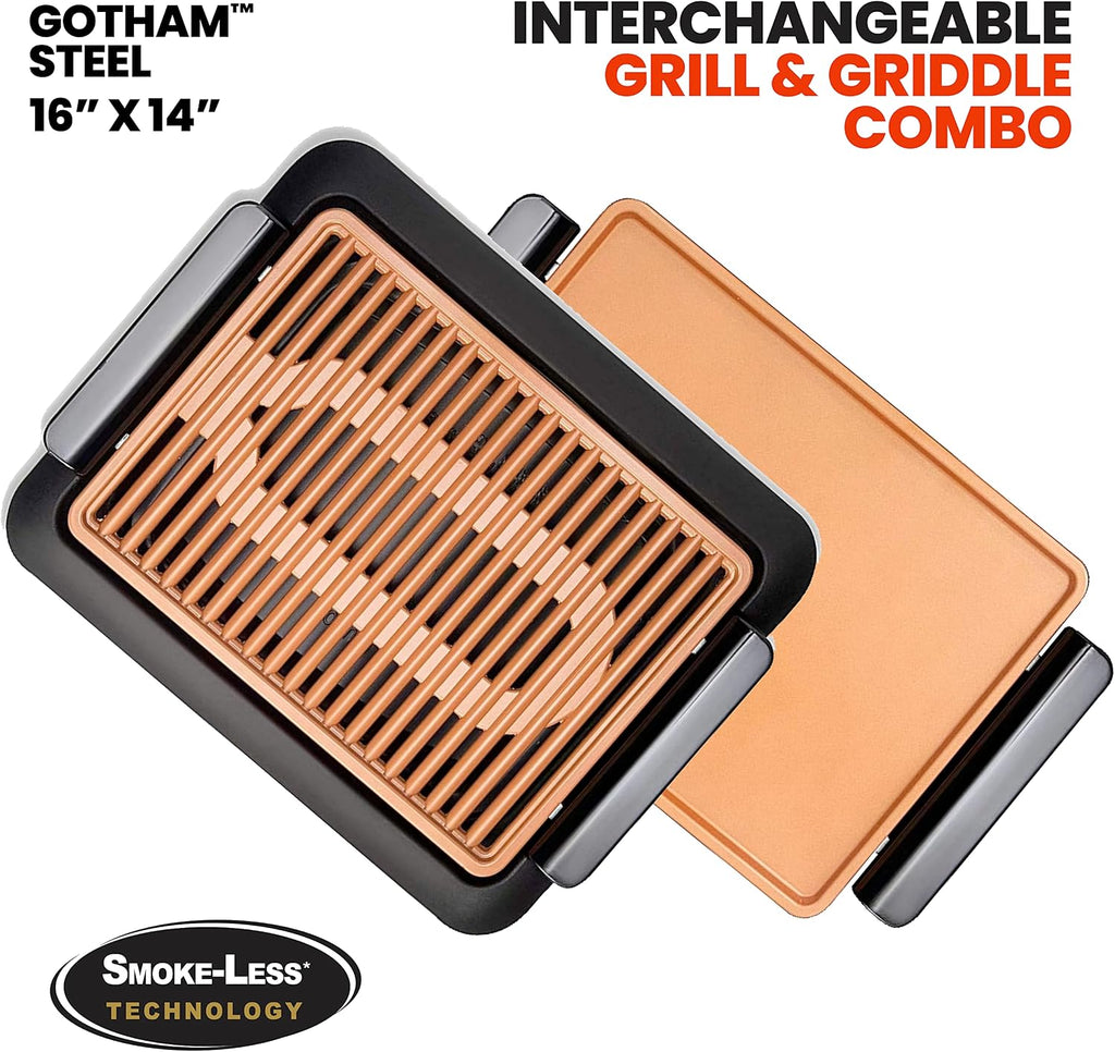 Smokeless Indoor Grill with Ceramic Coating & Adjustable Heating, Electric Removable Grill/Griddle Plate, Nonstick