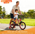14 16 18 Inch Kids Bike with Training Wheels, Adjustable Seat, Carbon Steel Frame, Dual Brakes, Anti-Slip Wheels