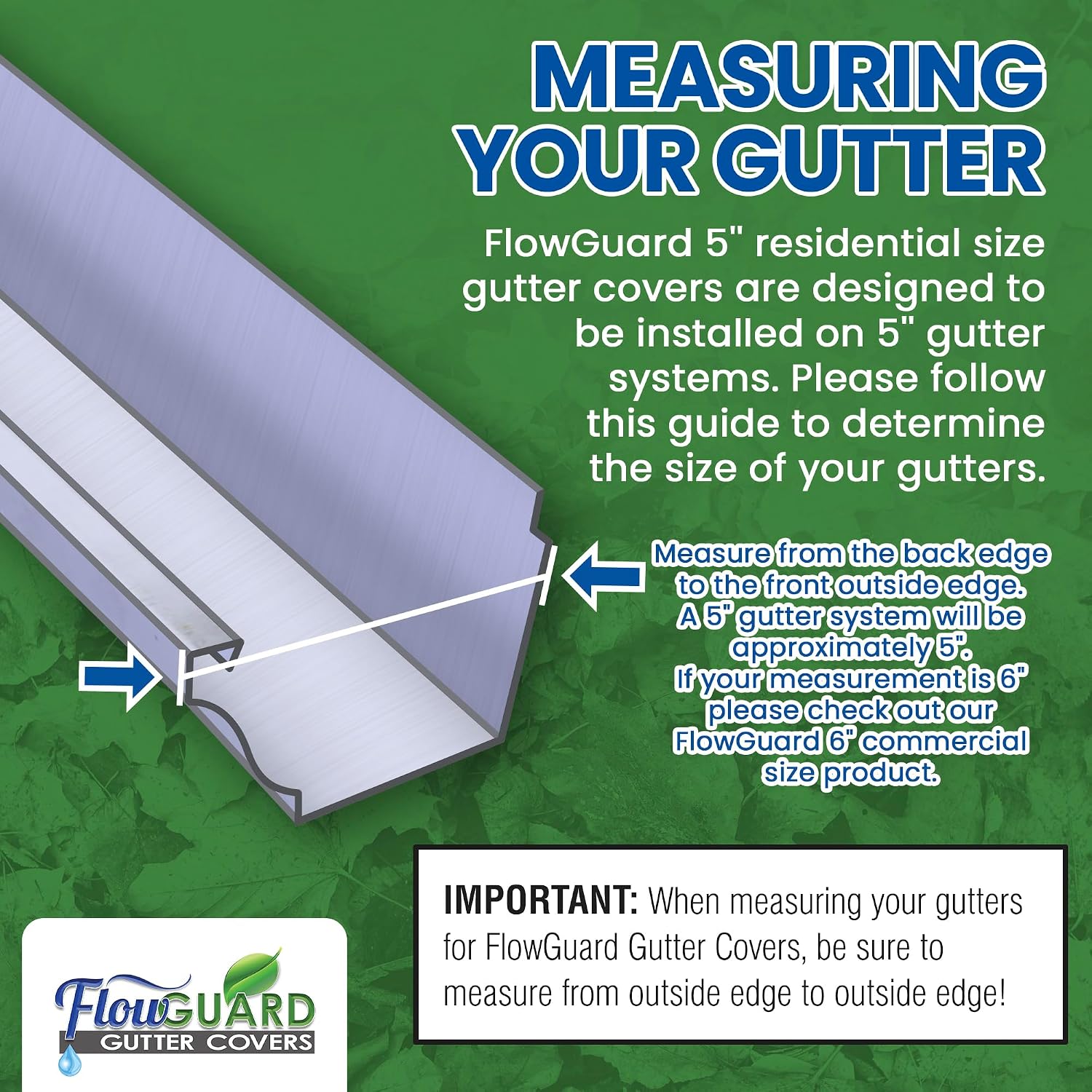 FlowGuard USA Made Professional DIY 5 Inch High Clearance 50-Year Gutter Cover System - White - Aluminum Gutter