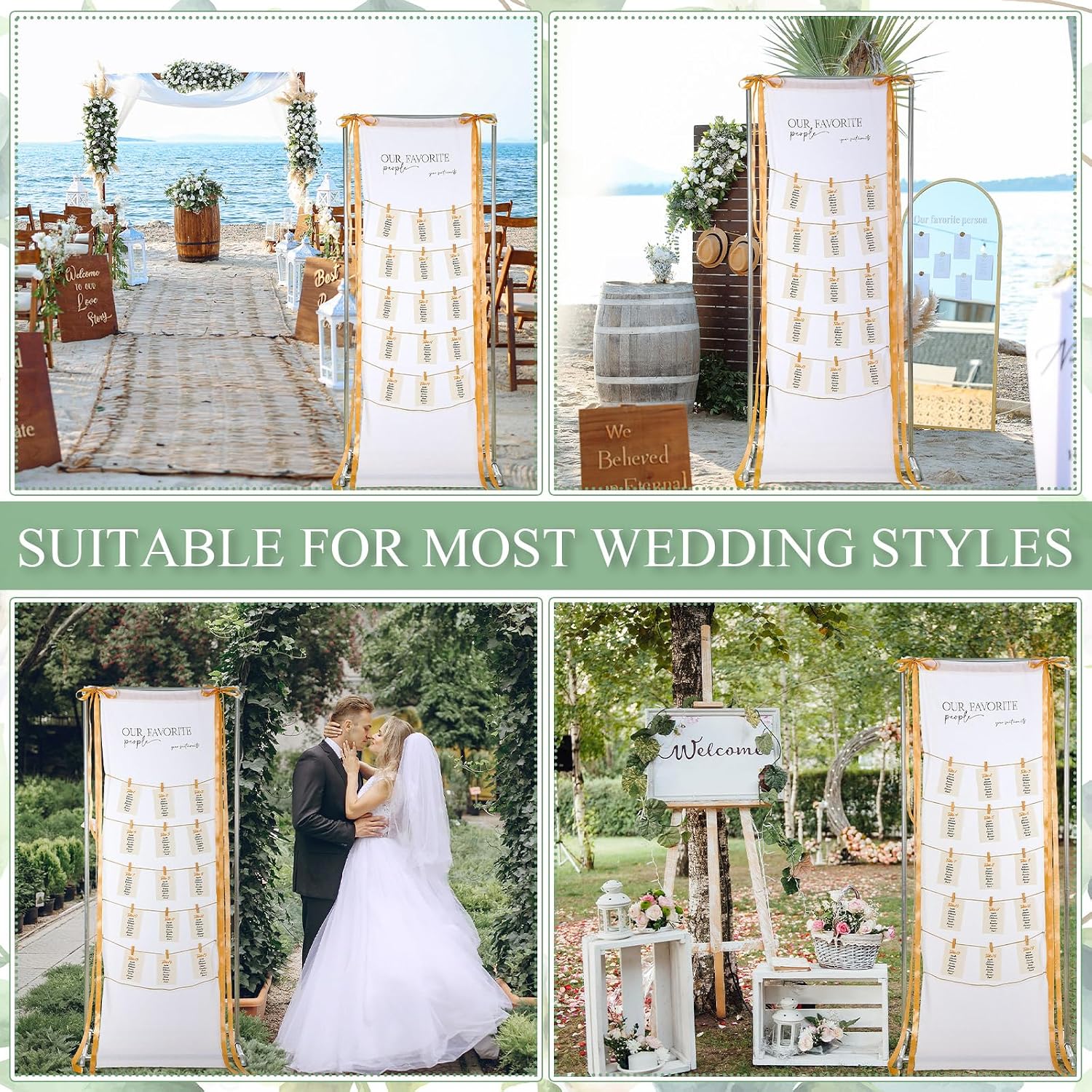 Wedding Seating Chart 76"x24" Linen Fabric Reception Sign