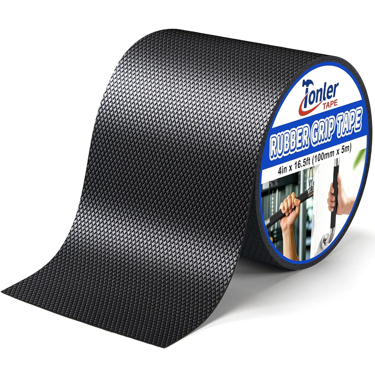 Ultra-Thin Black Anti-Slip Rubber Grip Tape 4" x 16.5FT Strong Adhesive