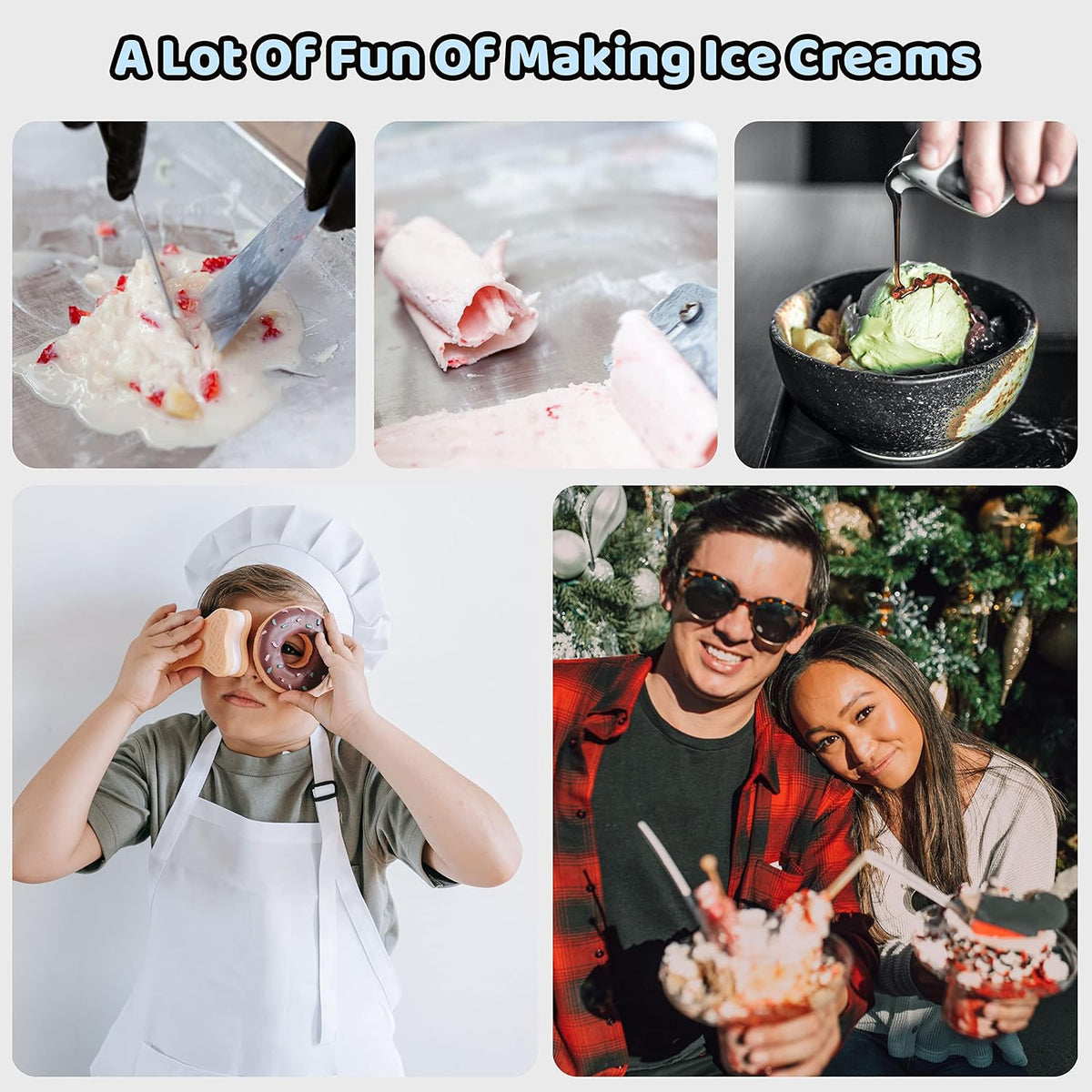 Ice Cream Roll Maker Rolled Ice Cream Machine, Sweet Spot Pan, Instant Cold Plate, Ideal for Making Rolled Ice Cream