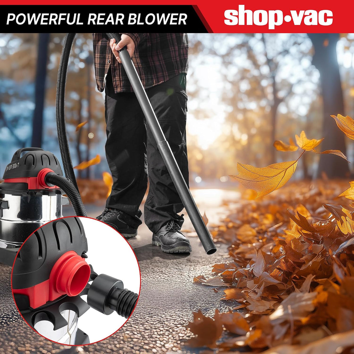 5989305 5 Gallon 4.5 Peak HP Wet/Dry Vacuum with Blower Function | Stainless Steel Tank, 1.25" x 7ft Hose, 6ft Cord
