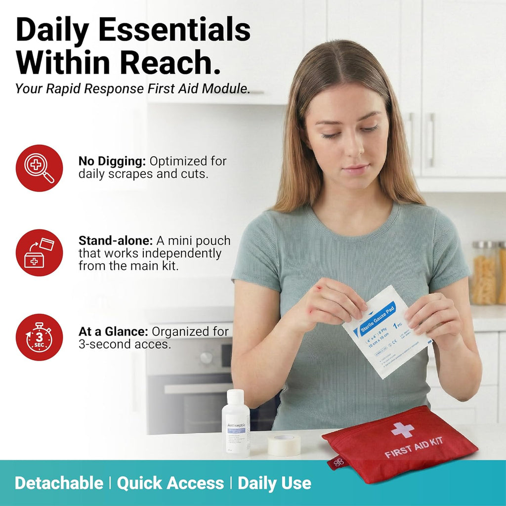 556 Piece Premium Large First Aid Kit, Survival Medical Bag with Labelled Compartments, Workplace Essential for Home