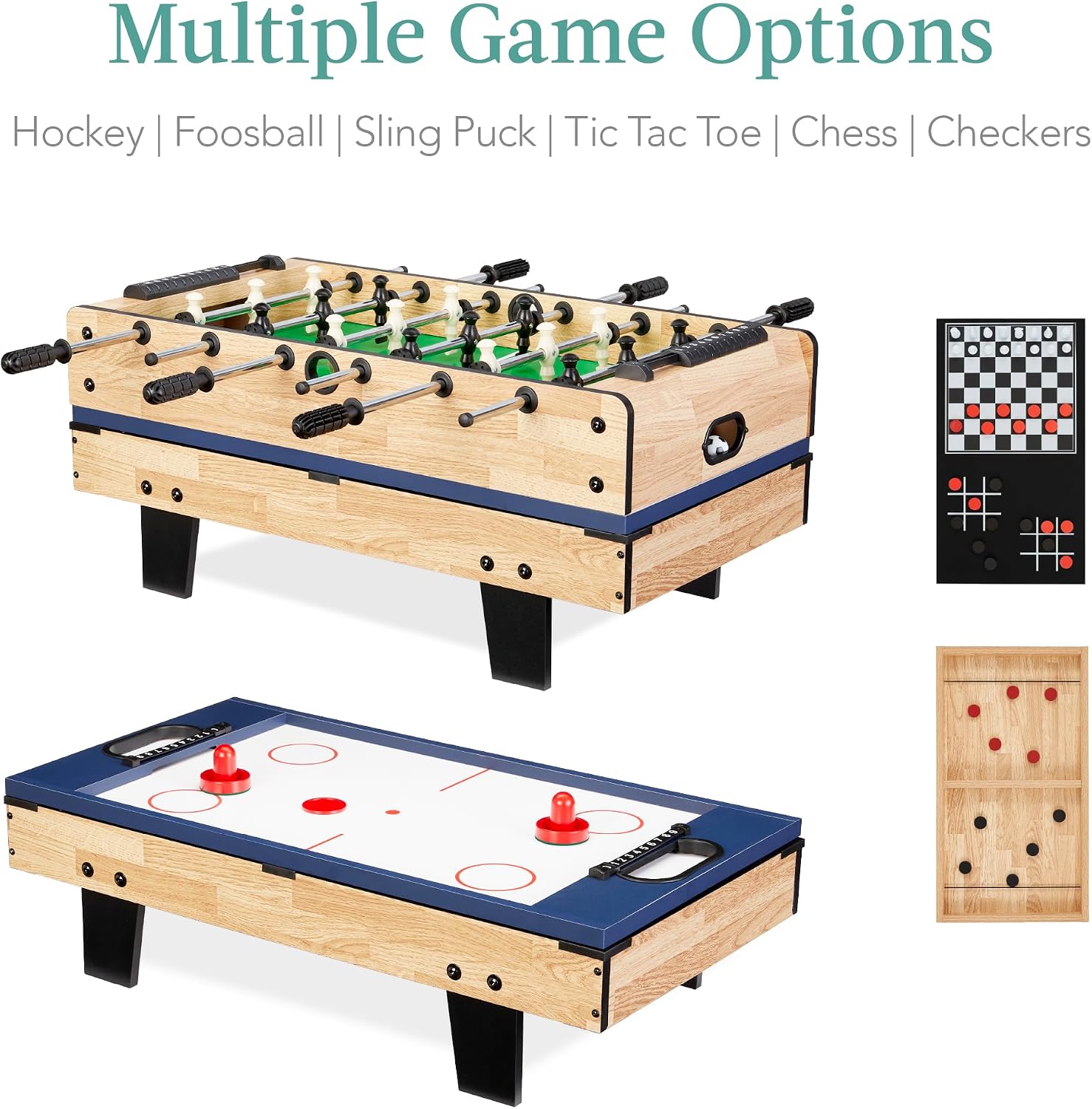 11-in-1 Kids Combo Game Table Set w/Ping Pong, Foosball, Air Hockey, Shuffleboard, Bowling, 5 Accessory Bags