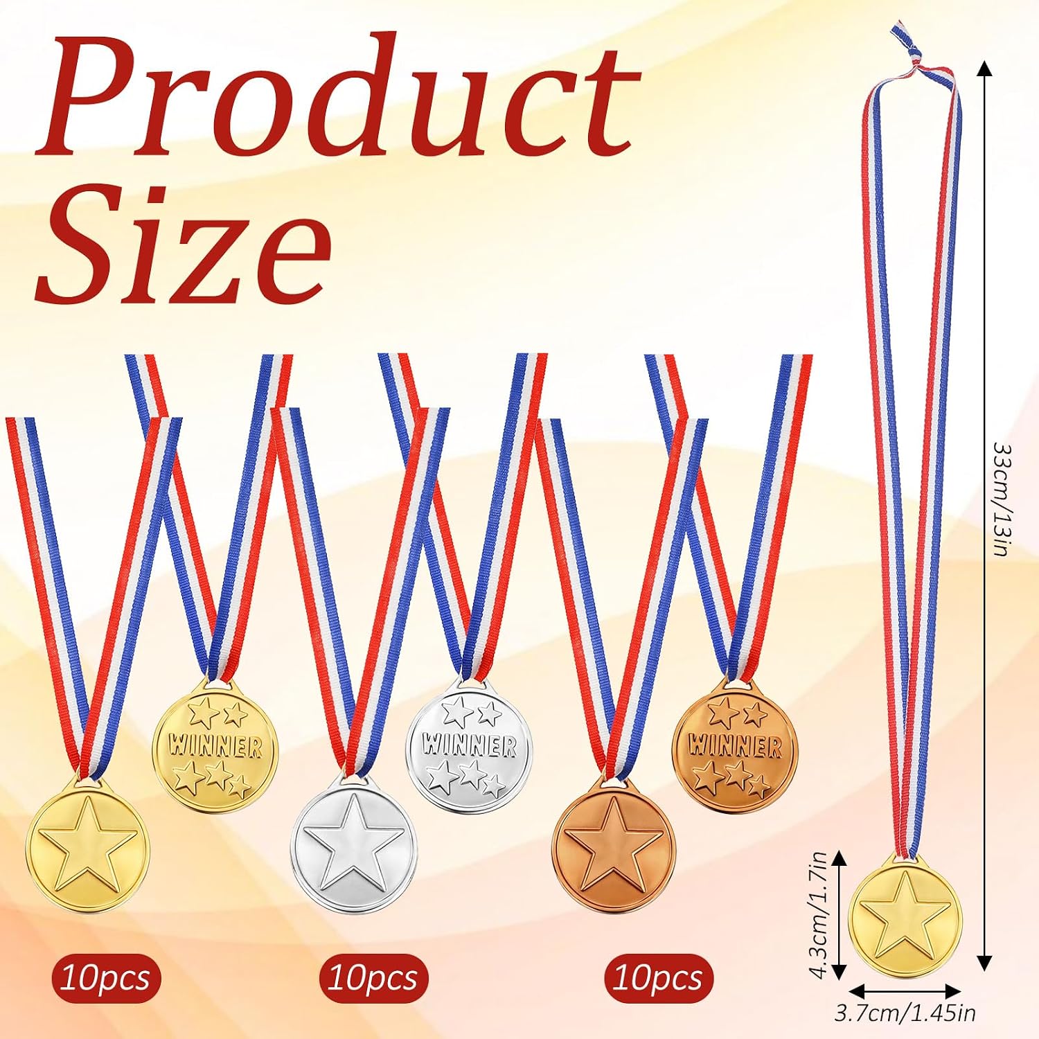 30pcs Plastic Medals - Winner Gold Silver Bronze Award Medals for Kids Competitions and Celebrations