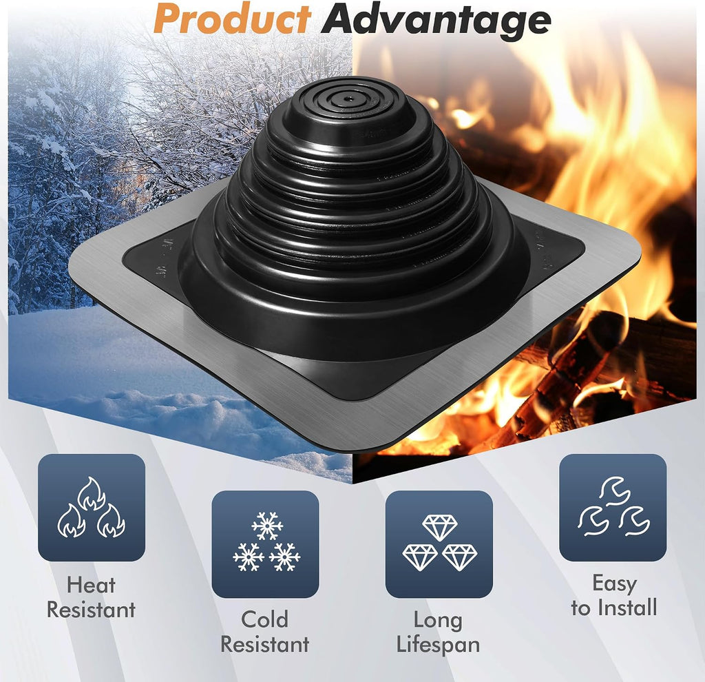 #3 Metal Roof Vents Flashing, Roofing Boots Kit for Houses Fits Pipe Od 1/4" to 5-3/4", Epdm Flexible Roof Jacks for