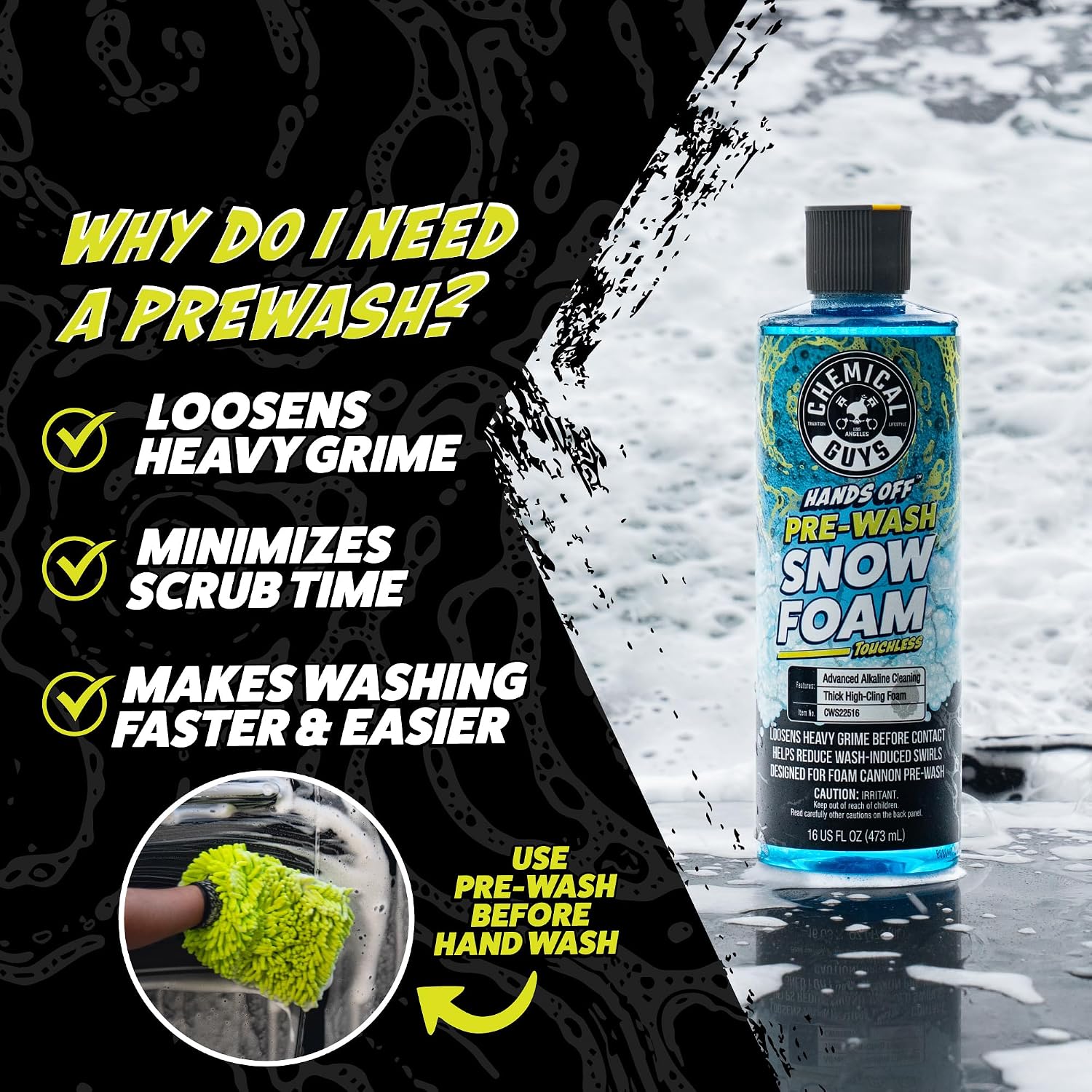 Snow Foam Pre Wash Car Wash Soap for Foam Cannons, 16 oz | High-suds snow foam pre-soak for foam cannons and foam