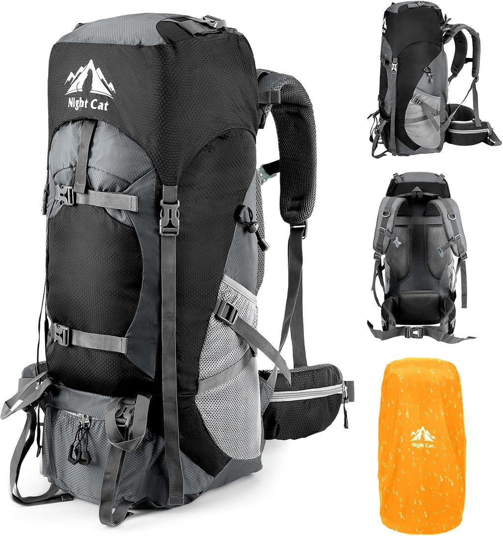 Hiking Backpacks 70L Camping Backpacking Packs for Men Women Lightweight Outdoor for Mountaineering Traveling, No