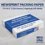 Newsprint Packing Paper Sheets for Moving – 250 newspaper-style sheets ideal for wrapping and protecting fragile