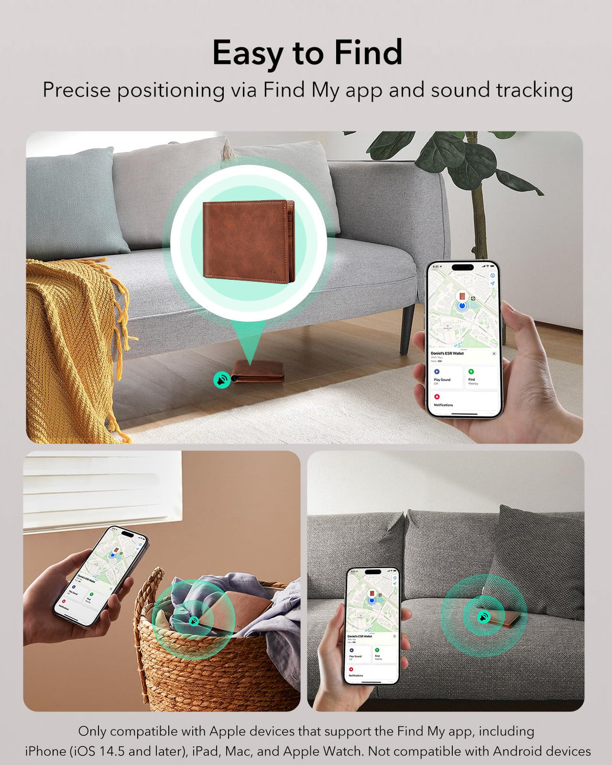 Wallet for Men with Find My Functionality, Holds 9 Cards and 15 Bills
