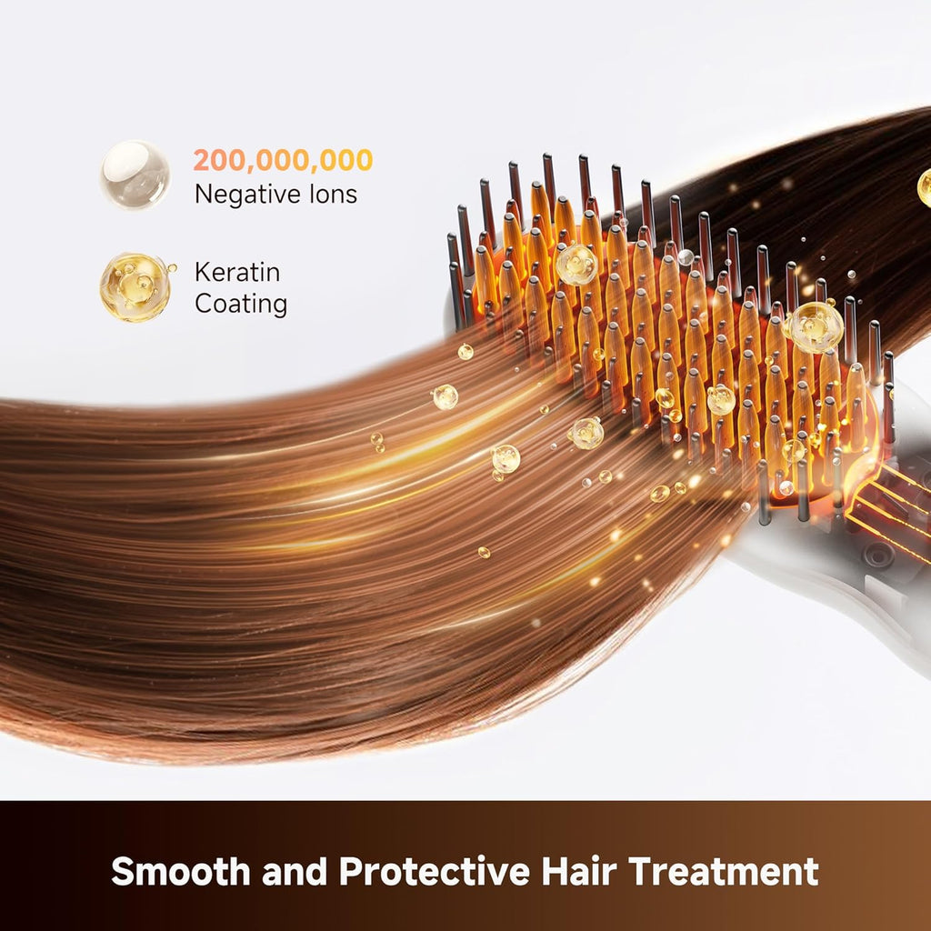 Silky Cordless Hair Straightening Comb, Rechargeable Ionic Straightener Brush for Women, 2Billion Ions, Fast Heating