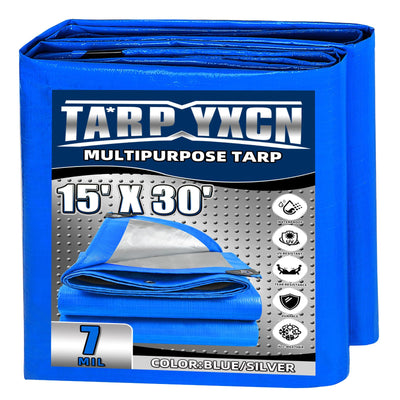 Tarp 15x30 Feet, 7 Mil Thick (Blue/Silver)