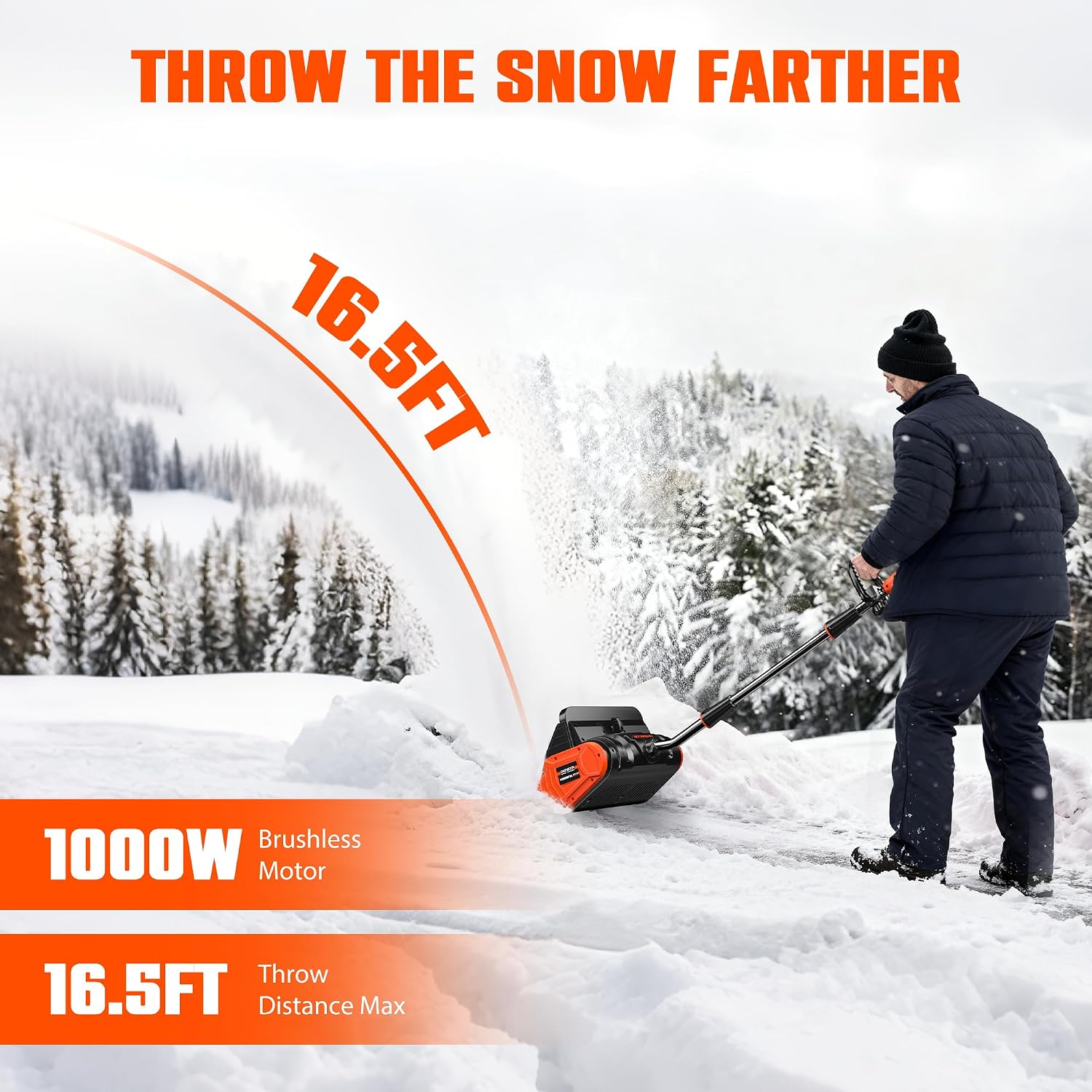 40V Cordless Snow Shovel, 13-Inch | 2 x 40V 4.0A Battery Powered Snow Blower, Powerful Brushless Electric Snow