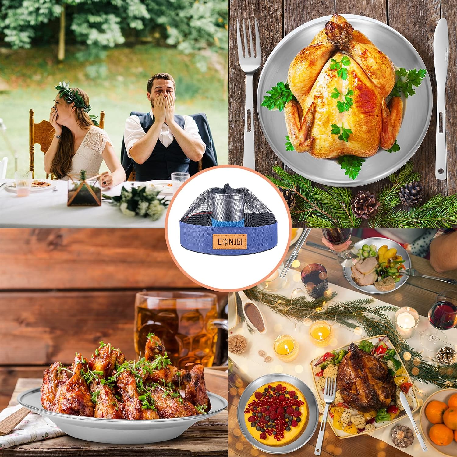 Outdoor Camping Mess Kit - 1 to 2 persons Camping Dishes Includes Cups, Bowls, Dishes, Knives, Forks, Spoons, Etc