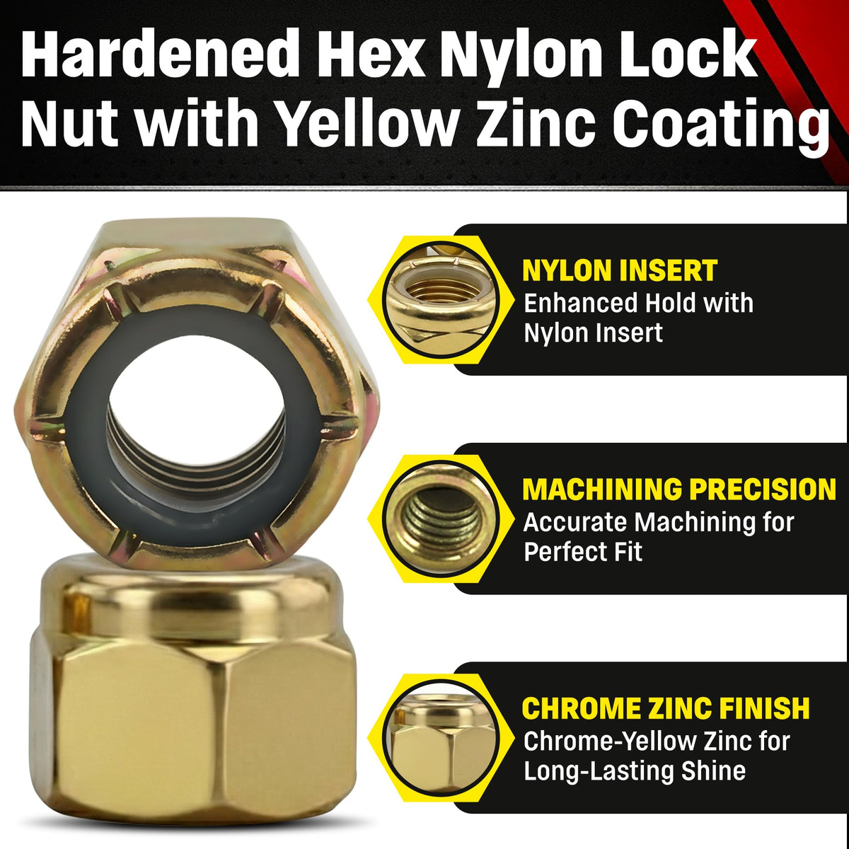 Chenango Supply 3/8-16 Grade 8 Nylon Insert Lock Nuts (Nylock)