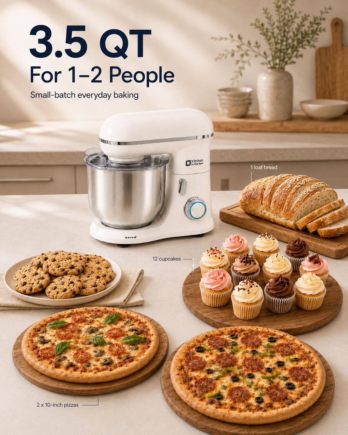 Stand Mixer, 3.5 QT Kitchen Electric Mixer for Baking