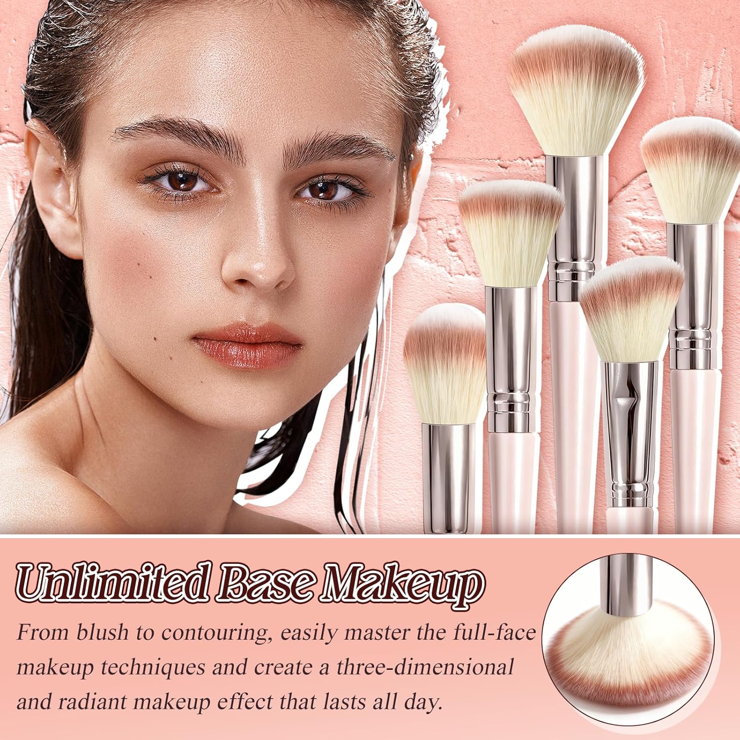 Makeup Brush Set, Premium Synthetic 10 PCS Makeup Brushes, Travel Makeup Brush Set with Soft Hairs, Makeup Brushes