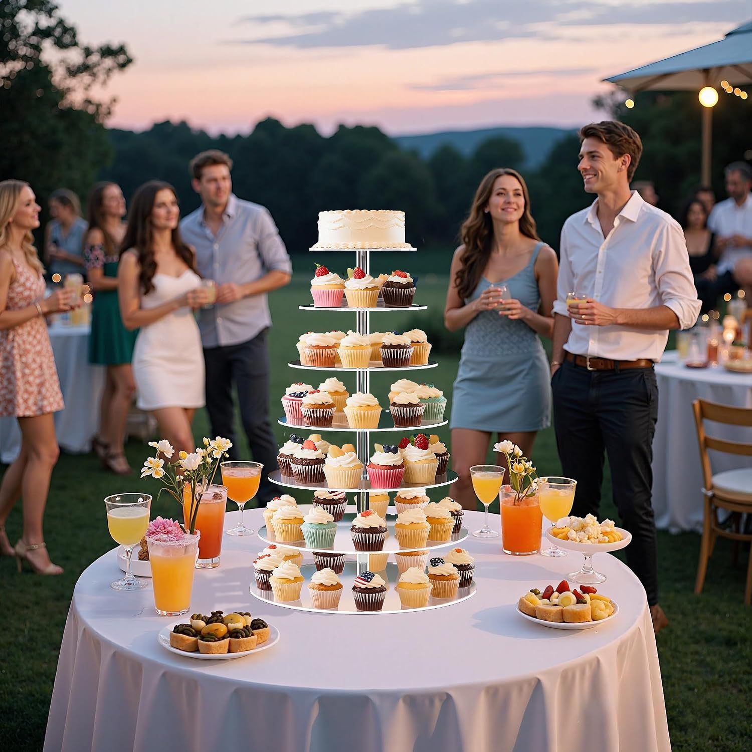 7 Tier Cupcake Stand Tiered Round Cupcake Tower for 68 Cupcakes