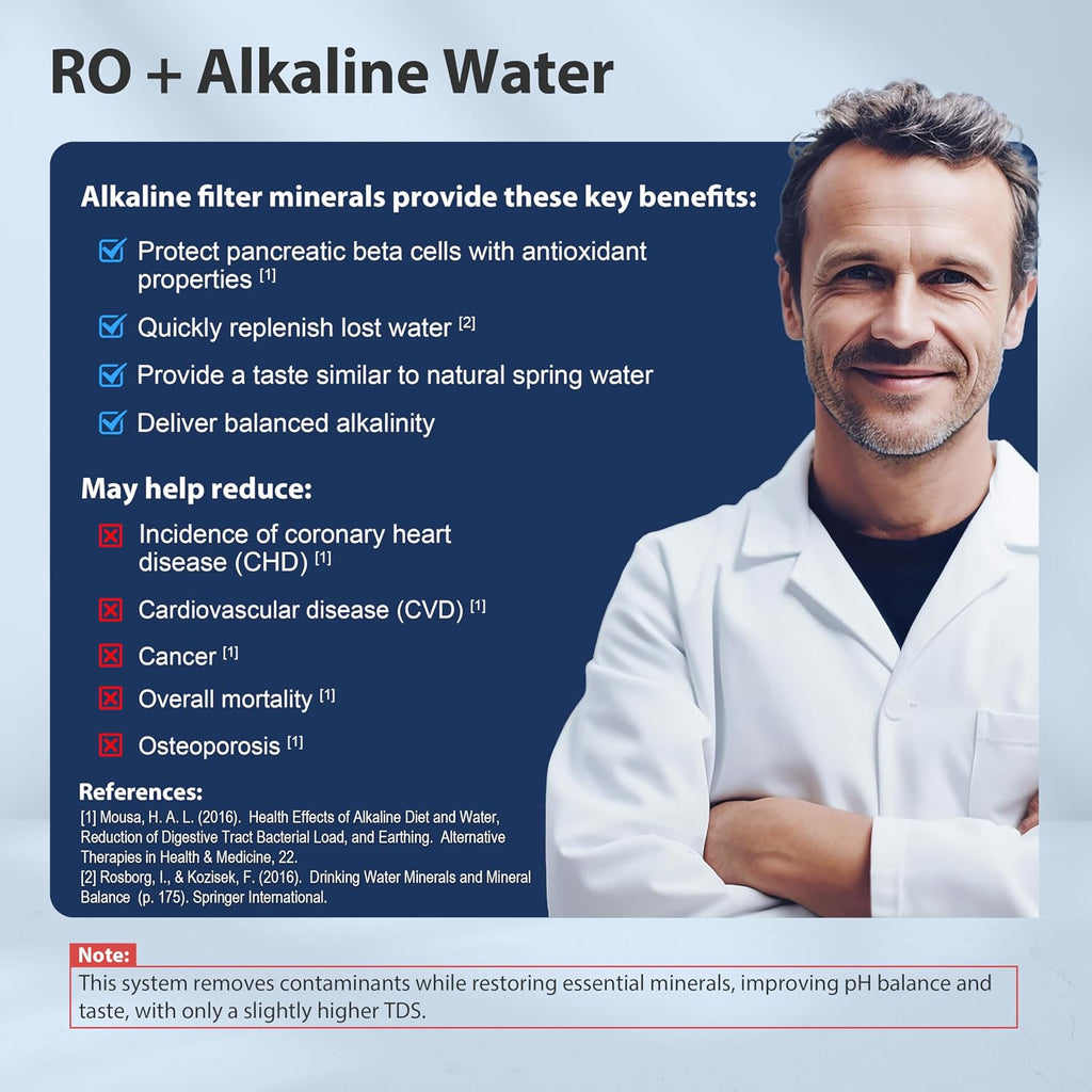 RCC7AK-BLK, NSF/ANSI 58 Certified, Alkaline 6-Stage Reverse Osmosis System with Stylish Black RO Faucet, pH+