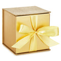 4" Small Gift Box with Ribbon Bow (Gold with Glitter)