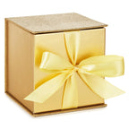 4" Small Gift Box with Ribbon Bow (Gold with Glitter)