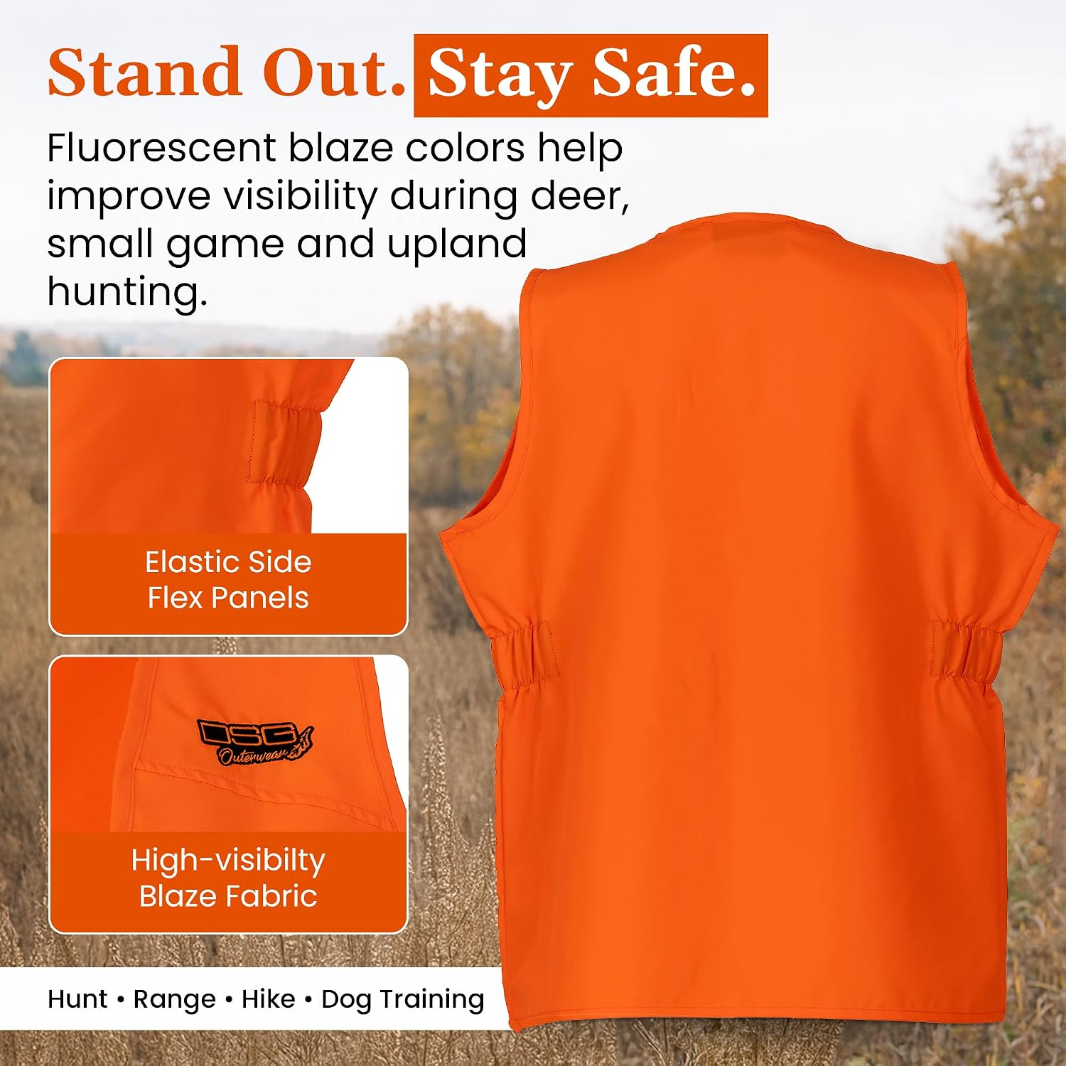 DSG Outerwear Women's Blaze Hunting Vest – High Visibility Safety Gear, Fluorescent