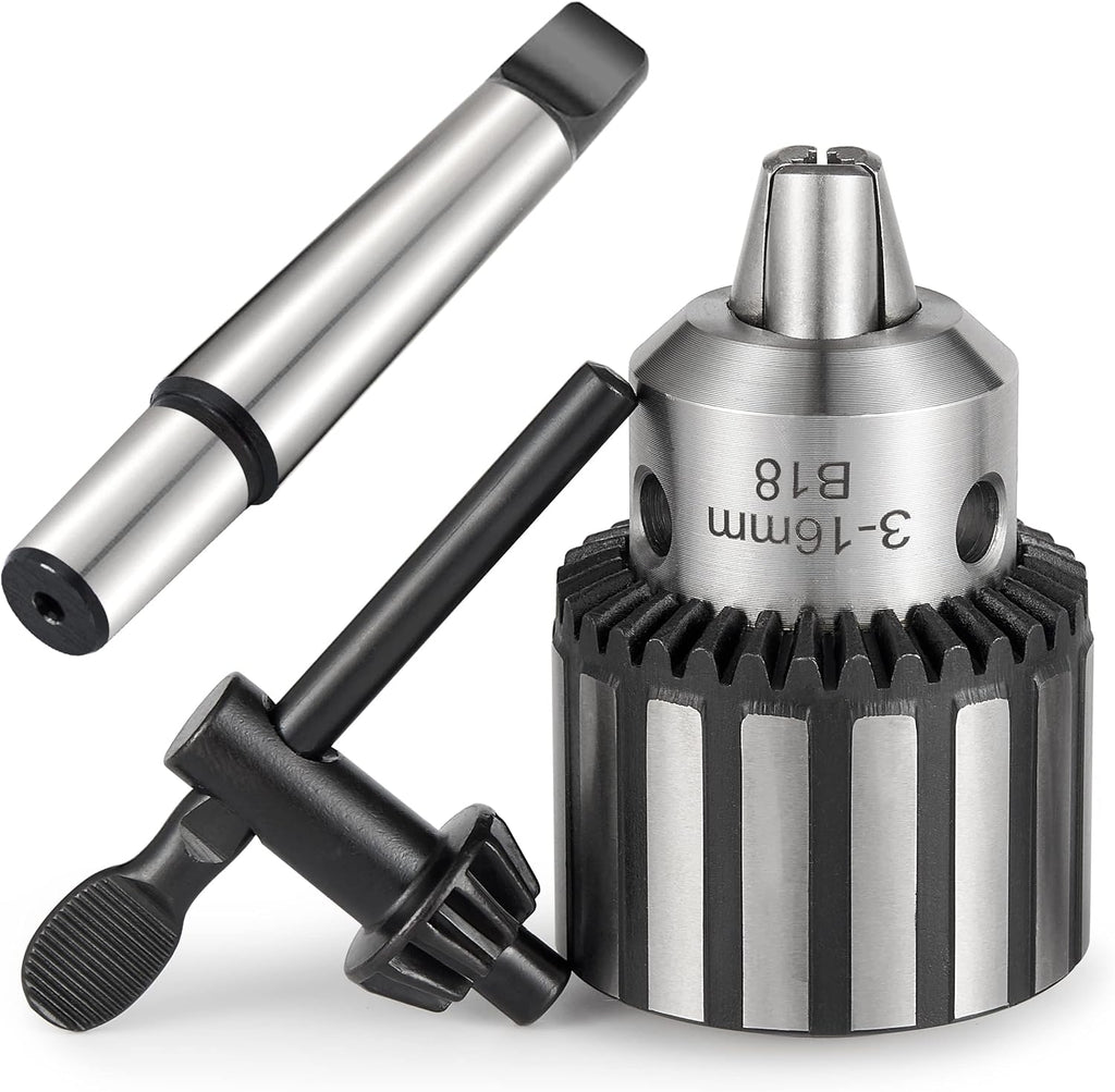 Heavy Duty 5/8" Drill Chuck with K32 Chuck Key and MT2 Shank | #2 Morse Taper Arbor