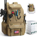 52L Fishing Tackle Backpack with Rod Holders & 4 Tackle Boxes, Large Tackle Bag for Gear Storage with Rain Cover