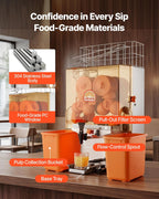 Commercial Orange Juicer Machine, 120W Electric Orange Juice Press, Stainless Steel Orange Squeezer for 20 per