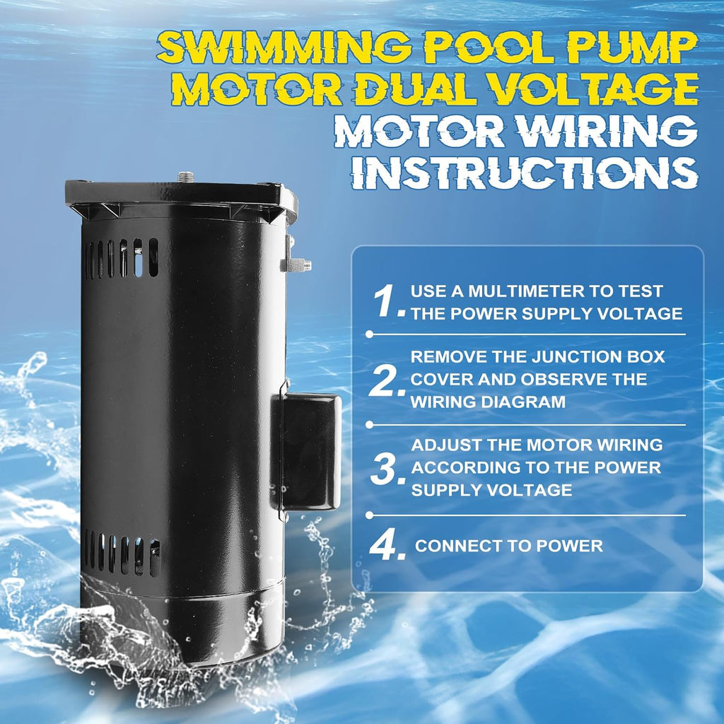 USQ1202 Pool Pump Motor 48Y Frame Fit for A.O. Smith/Century 2HP Motor
