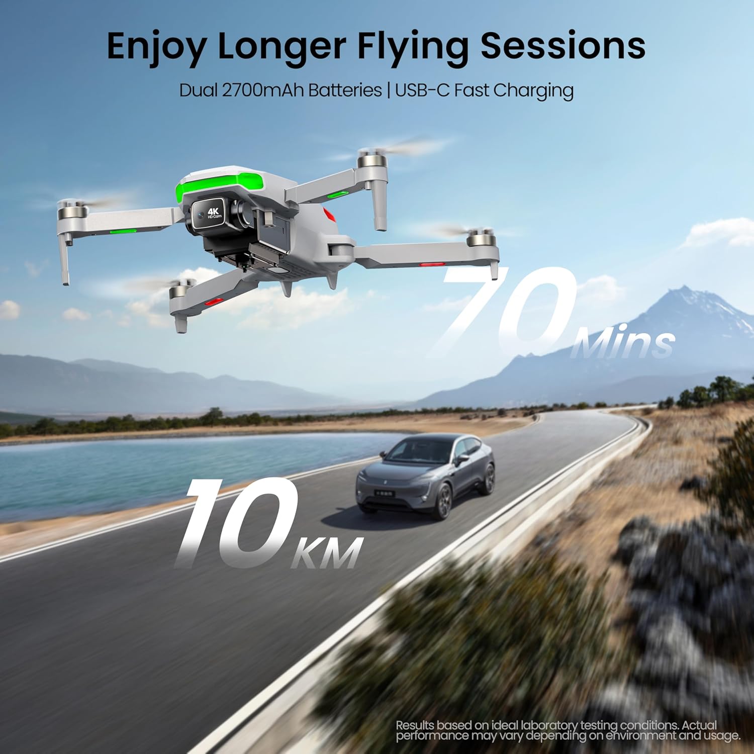 Drones with Camera for Adults 4K, GPS Drone with Controller Screen | EIS 4K Camera, 5.0" Screen on Controller, 70
