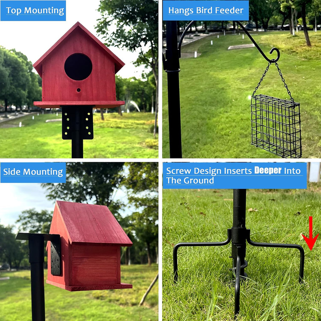 Bird Feeder Pole Squirrel-Proof, 93 Inch Heavy Duty Bluebird House Pole Kit for Outdoor Garden, Feeder Stand