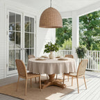 Linen Textured 90 Inch Round Tablecloth Ivory