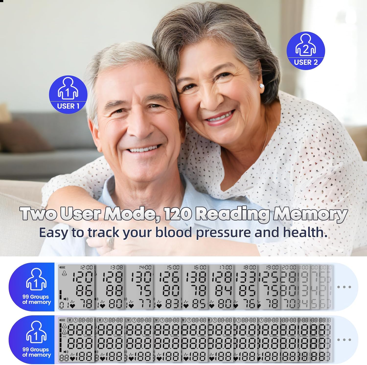 Blood Pressure Monitor Rechargeable Upper Arm, Large Screen, Black | Clinically Accurate, Adjustable 8.7"-16.5" BP