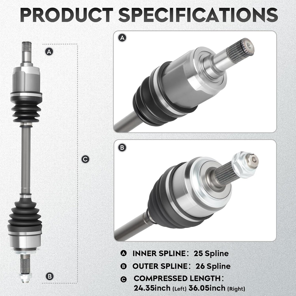 ILONPA NEW Left & Right Front CV Axle Shaft Assembly 2PCs CV Joint