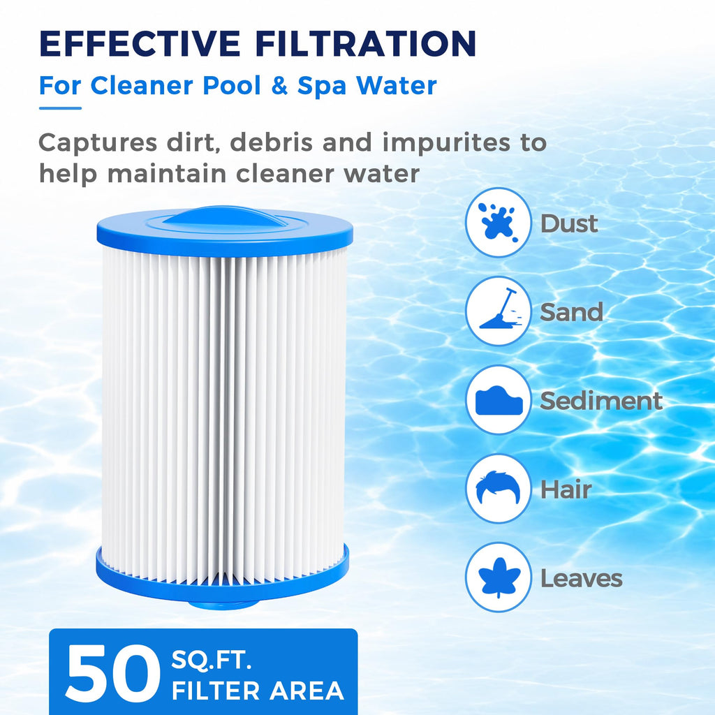 Spa Filter Cartridge 50 Sq.Ft. fits PWW50P3 (Short Thread) 2 Pack