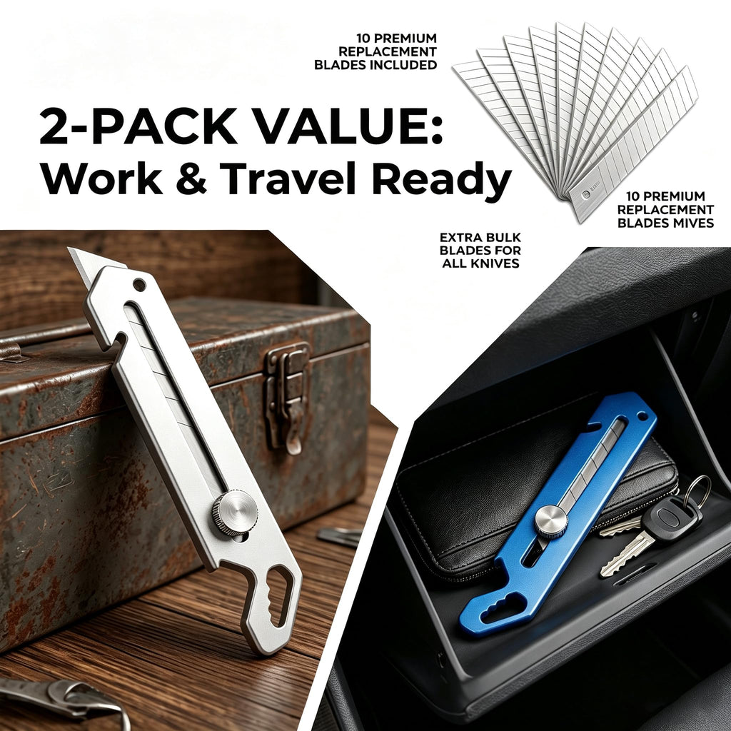 2-Pack Stainless Steel Retractable Utility Knife Box Cutter