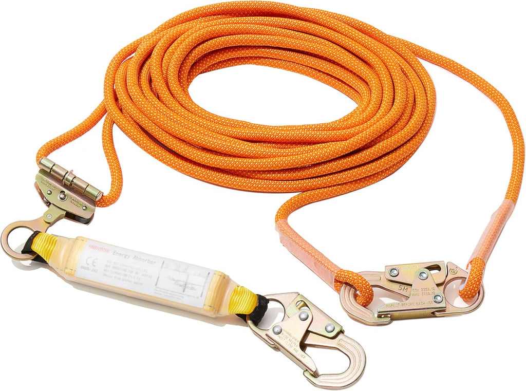 Fall Protection Safety Rope 150FT Roofing Harness Safety Lanyard | Tree Climbing Line Kit with Alloy Steel Grab Snap