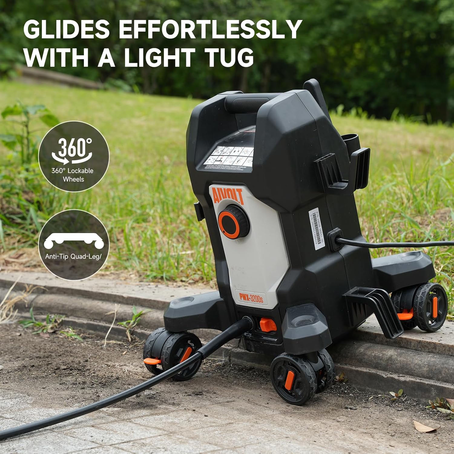 4800PSI Electric Pressure Washer, Electric Power Washer | Anti-Tipping 4-Wheel Design, 4 Nozzles, Foam Cannon, Spray