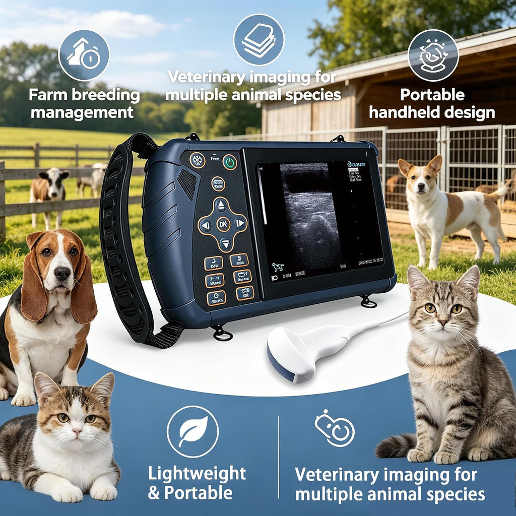 DAWEI S1 Veterinary Ultrasound Machine for Pregnancy Portable Scanner with 3.5Mhz Convex Probe Waterproof Probe for