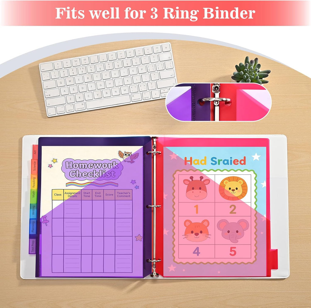 Binder Index Dividers with Tabs, 96 Count 3 Ring Binder Dividers with Pockets, 8 Tab Dividers for 3 Ring Binder