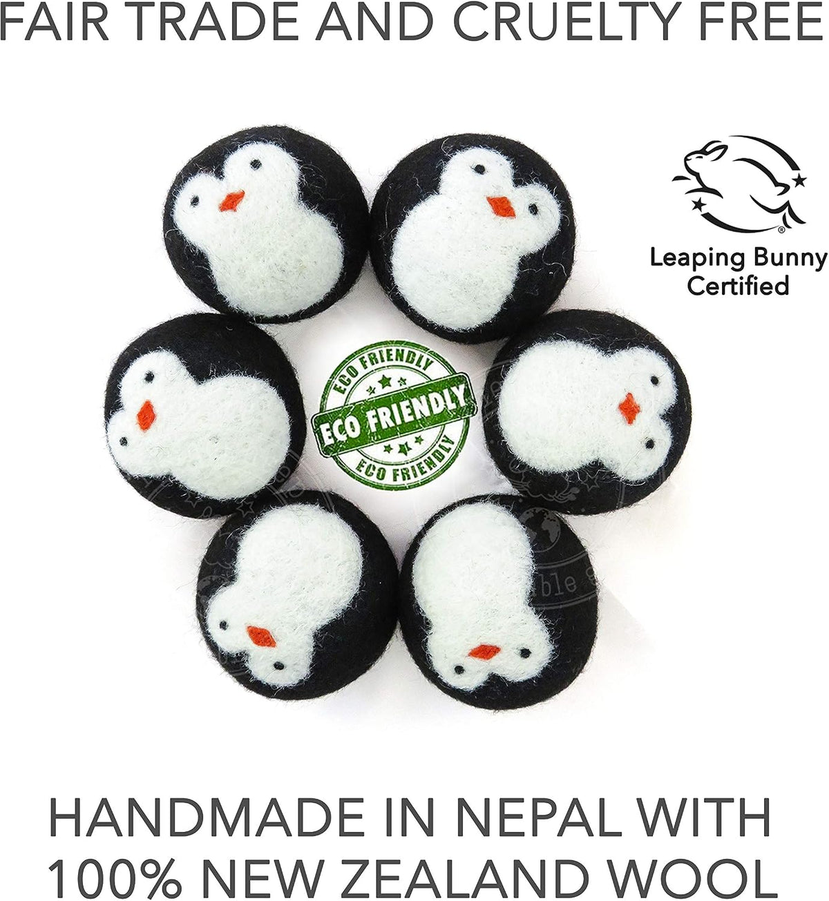 Wool Dryer Balls, Organic Reusable Fabric Softener Alternative for Laundry, Handmade, Fair Trade, Hypoallergenic