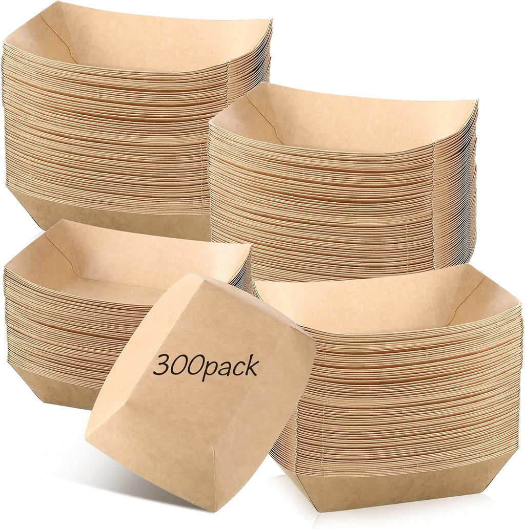 300 Pack 2 lb Paper Food Boats Trays Disposable Paper