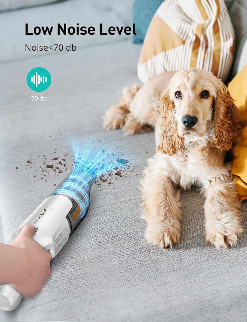 Cordless Handheld Vacuum, 24KPA Powerful Car Vacuum, 2-Speed, 2 Charging Methods, Wireless Charger, Ergonomic Handle