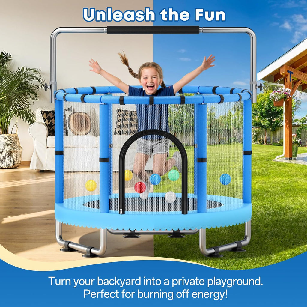 Toddler Trampoline for Kids, 440lbs Kids Trampoline with Net, Trampoline Indoor Outdoor playset with Adjustable